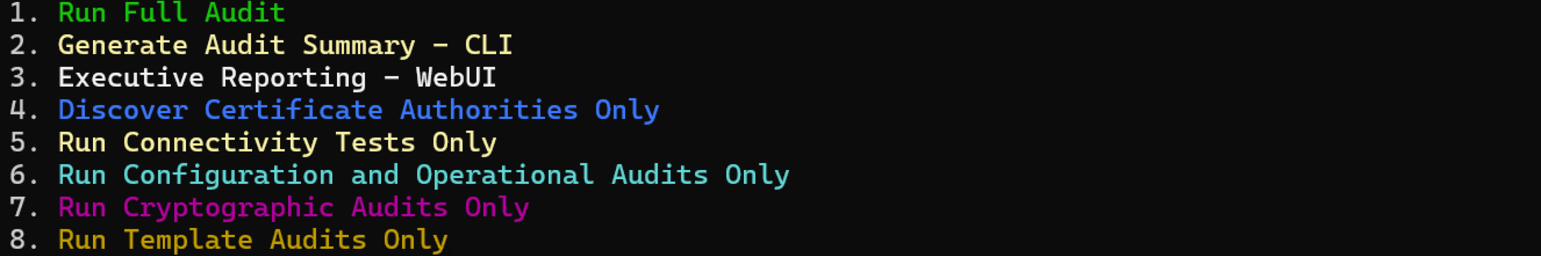 PKI Trust Auditor Main Menu